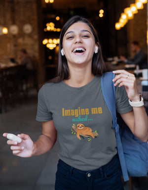 Imagine me T-shirt de manga curta de estilo macio nua para mulher