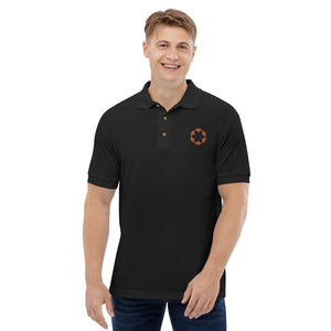 Business Polo - Design frontal com logo da empresa na camisa polo masculina bordada