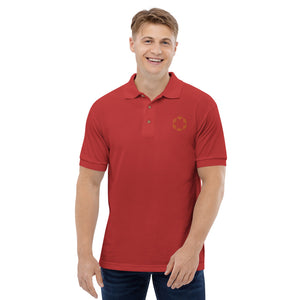 Business Polo - Design frontal com logo da empresa na camisa polo masculina bordada