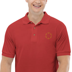 Business Polo - Design frontal com logo da empresa na camisa polo masculina bordada