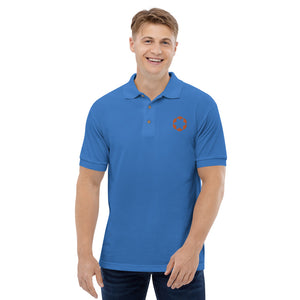 Business Polo - Design frontal com logo da empresa na camisa polo masculina bordada