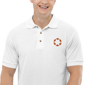 Business Polo - Design frontal com logo da empresa na camisa polo masculina bordada