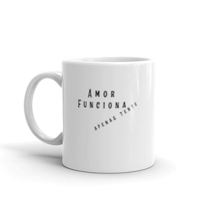 Love Works white glossy mug for a cup of kindness