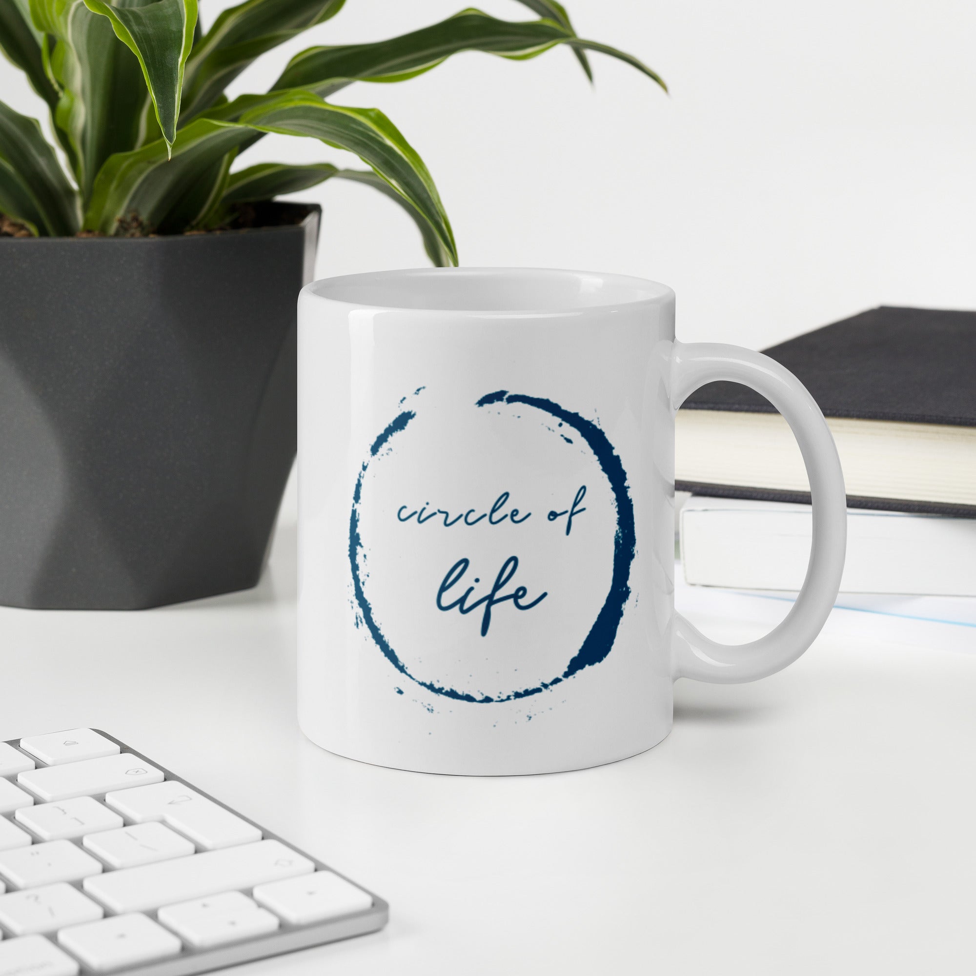 Coffee - the circle of life white glossy mug