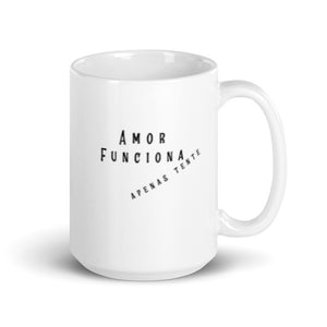 Love Works white glossy mug for a cup of kindness